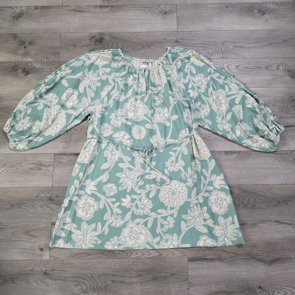 LOFT Soft‎ Green Big Floral Peasant Women's Dress Boho Midi Dress Size XXL NWT